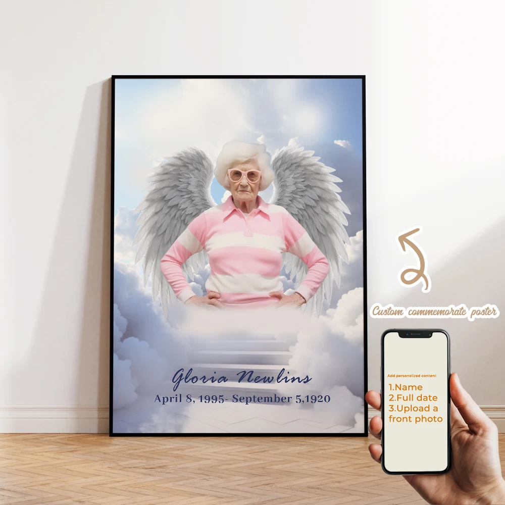 1 Uds. Fotos personalizadas con un fondo de alas, impresiones artísticas de pared, pintura en lienzo, póster, imagen para decoración del hogar y la sala de estar