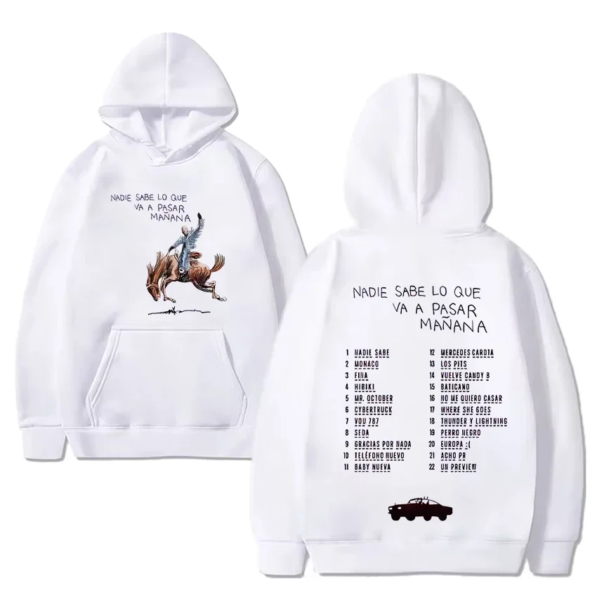 Bad Bunny Hoodies Nadie Sabe Lo Que Va APasar Manana Sweatshirt Men Women hip hop fashion Music hoodie Unisex vintage pullovers