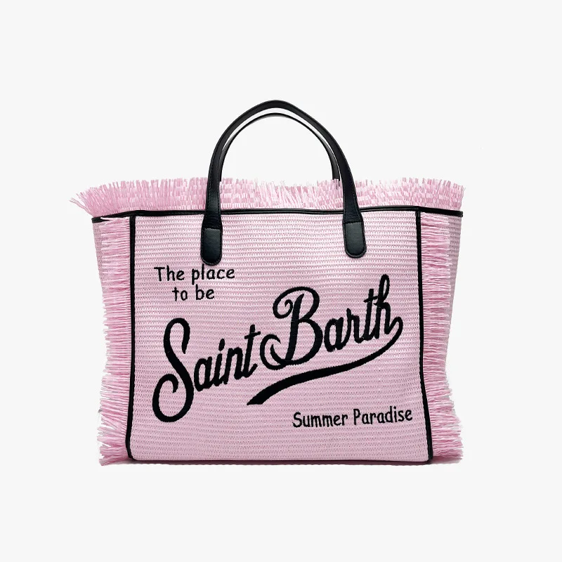 SAINT BARTH New women's high-capacity leisure tourism straw mat handmade tassel handbag tote bag