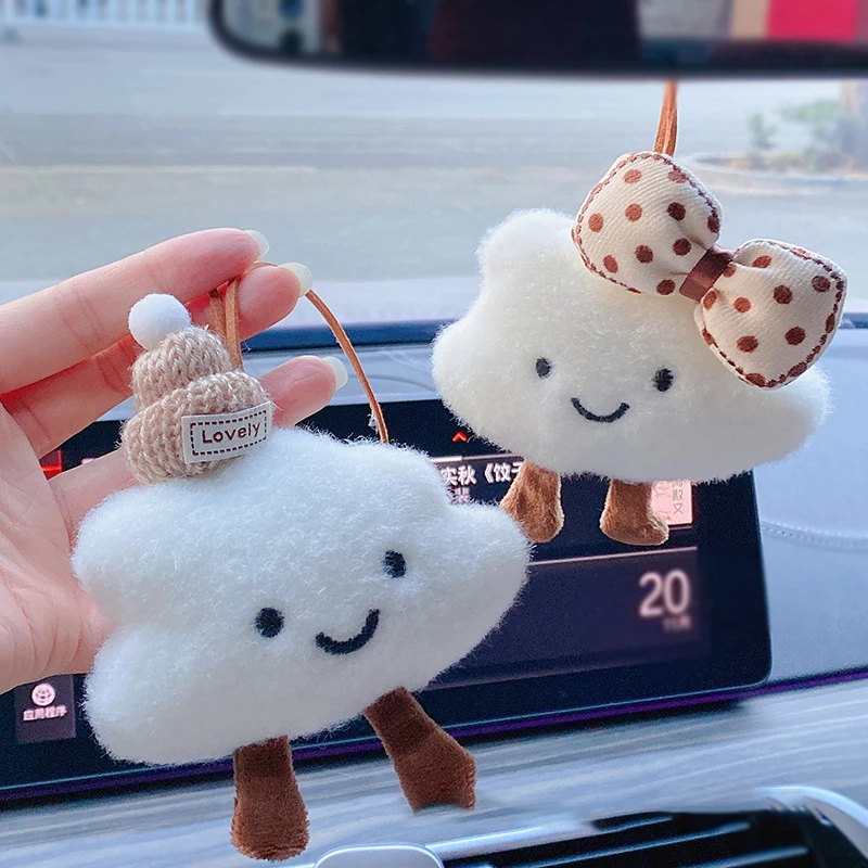 Cute Plush Smile Cloud Pendant Stuffed Doll Toy Backpack Hangings Decoartion Car Key Chains Gift