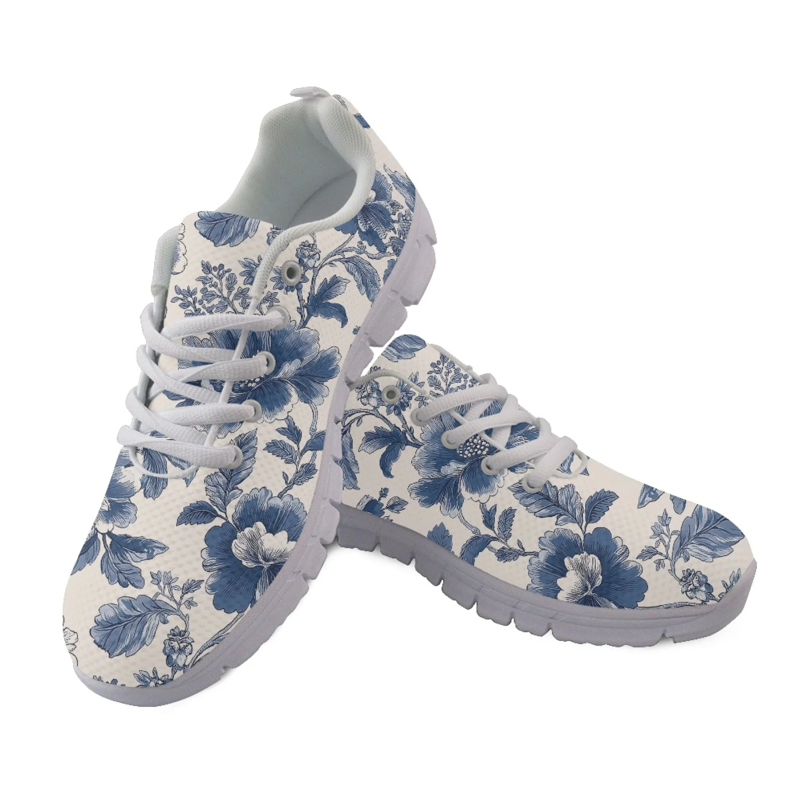 Coloranimal Blue Tropical Leaf Soft Tennis Shoes for Women Mesh & EVA Sole Running Tennis Shoes 2026 Collection