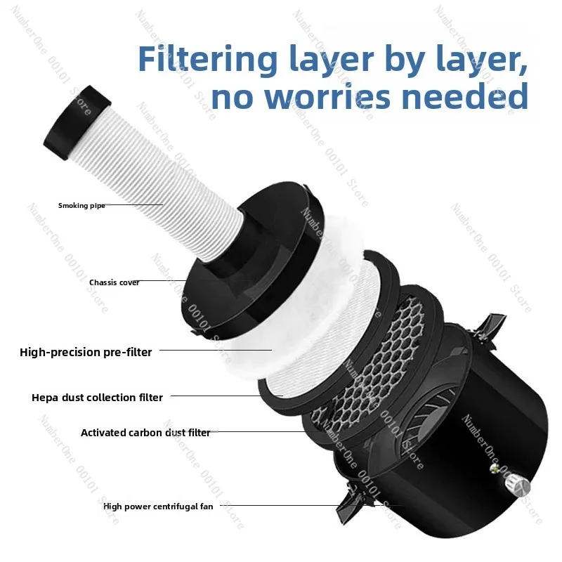 Mini desktop soldering fume extractor - compact solder smoke purifier with high-efficiency triple filtration