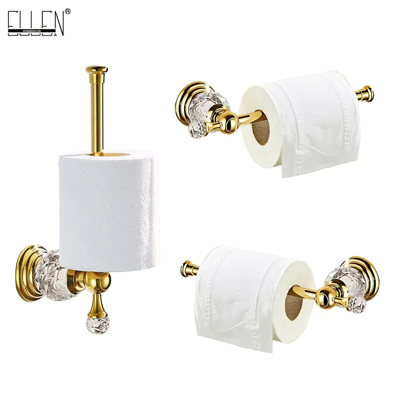 Gold Paper Roll Holder Crystal,Chrome Toilet Paper Holder, Crystal Bathroom Tissue Paper Holder Silver Toilet Roll Hanger Wall