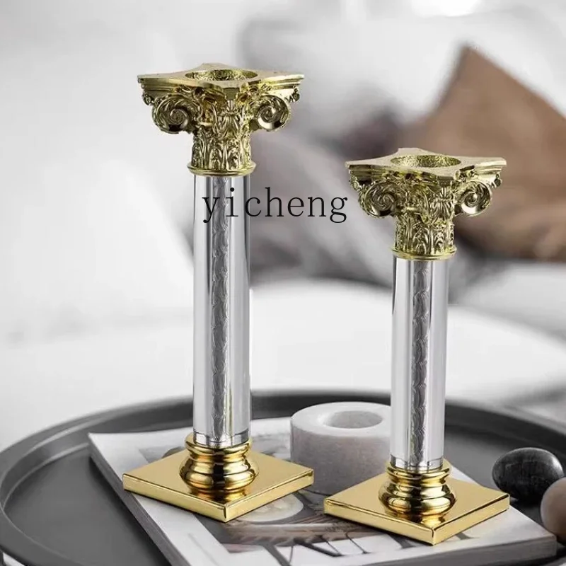 L7-14 neoclassical Roman pillar candlestick living room dining table decoration candlestick hotel European ornament