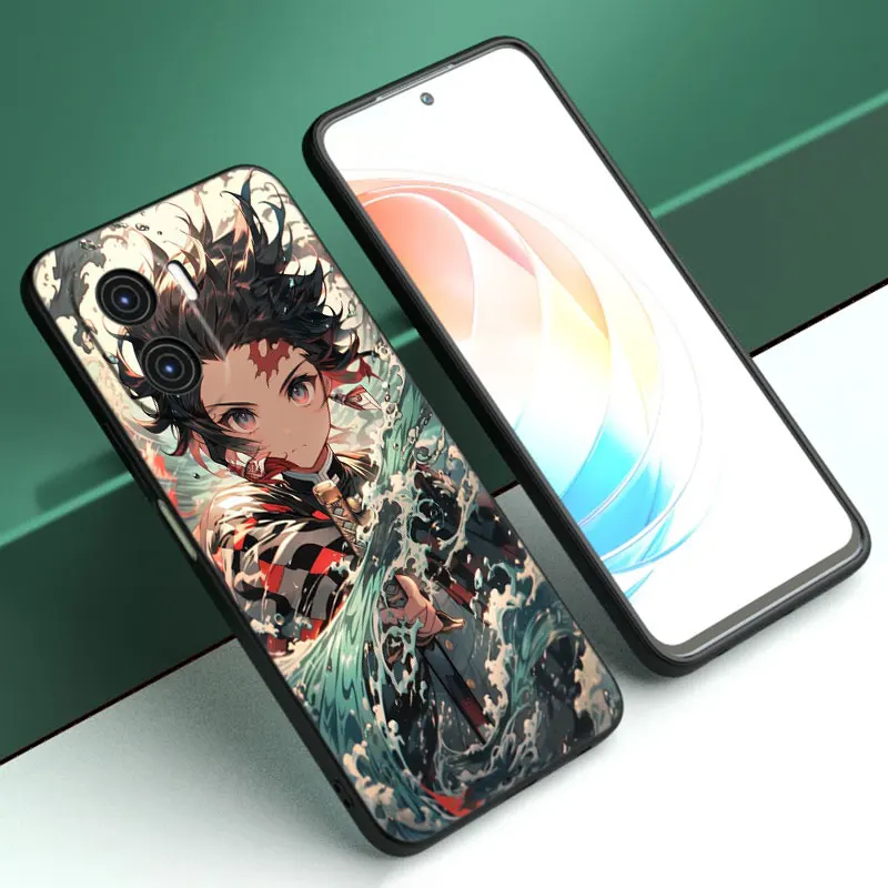 Anime Tanjiro Kamado Cartoon Cover Black Etui na telefon dla Honor X5 Plus X6 X7 X8 X6A X6S X7A X8A X9A X9B 70 90 Lite X30i X40i X50i