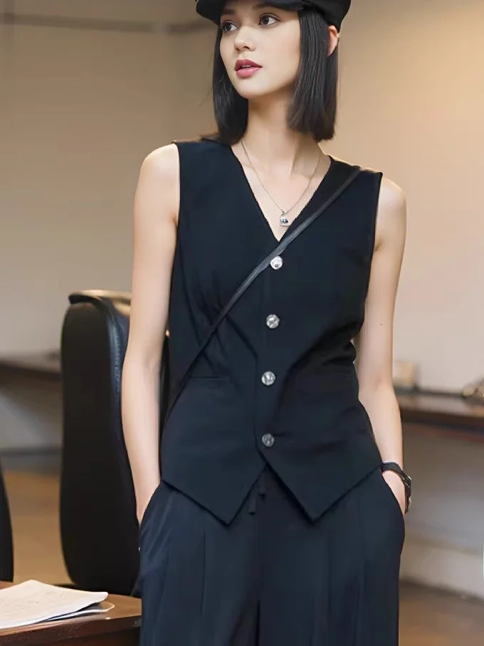 

Белый воротник Brother, новинка 2025 года, четырехсторонний эластичный жилет V-Ne, женский 400765330500, обычный тонкий жилет для поездок на работу