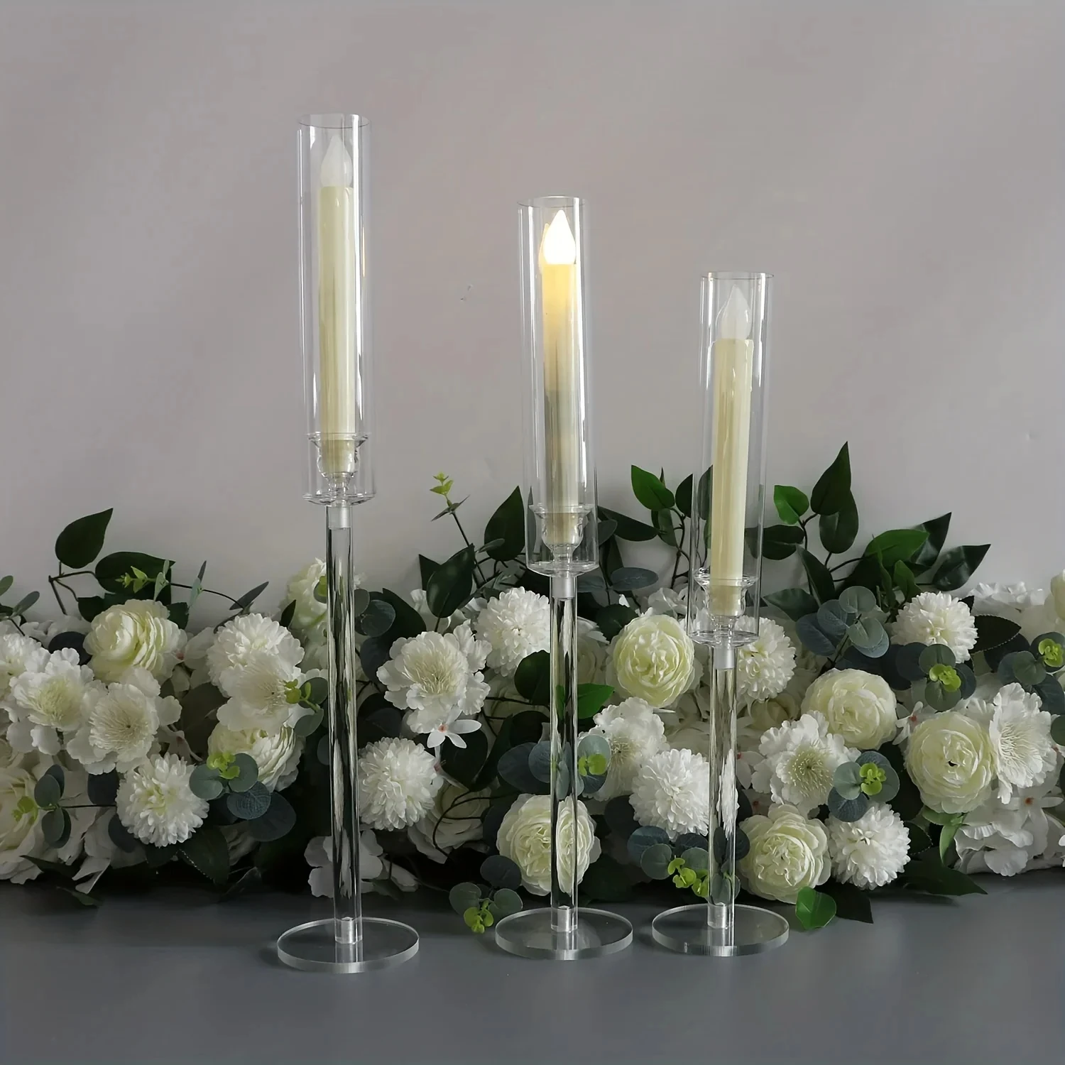 Imagem -02 - Titulares de Castiçal de Cristal Acrílico Candelabro de Chumbo de Estrada Centerpieces Porps de Casamento Decoração de Natal 10 Conjuntos 30 Pcs