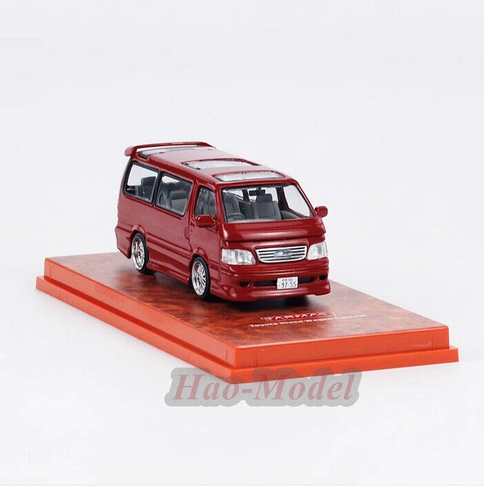 Tarmac Works 1/64 dla Toyota Hiace Wagon Model samochodu aluminiowe zabawki symulacyjne samochodu chłopcy prezenty urodzinowe Hobby wyświetlacz ozdoby czerwony