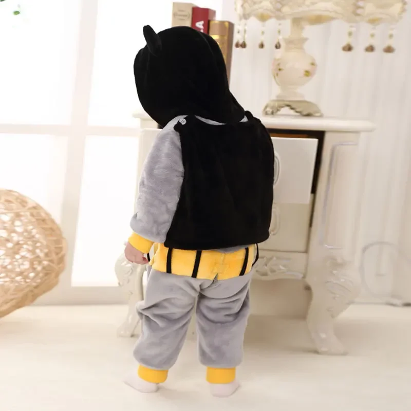 JYBIENBB Hot Sale Winter Babe Anime Grey Hero Pajamas Baby Girl Cotton Clothes Flannel Rompers Hooded Cartoon Infant Onesie Kid