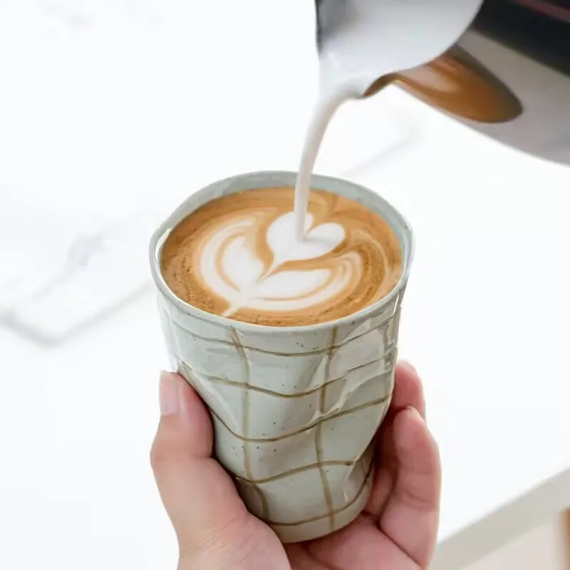 Taza de cerámica rugosa hecha a mano japonesa, taza de té de forma retro, sushi, restaurante, taza de agua especial, práctica