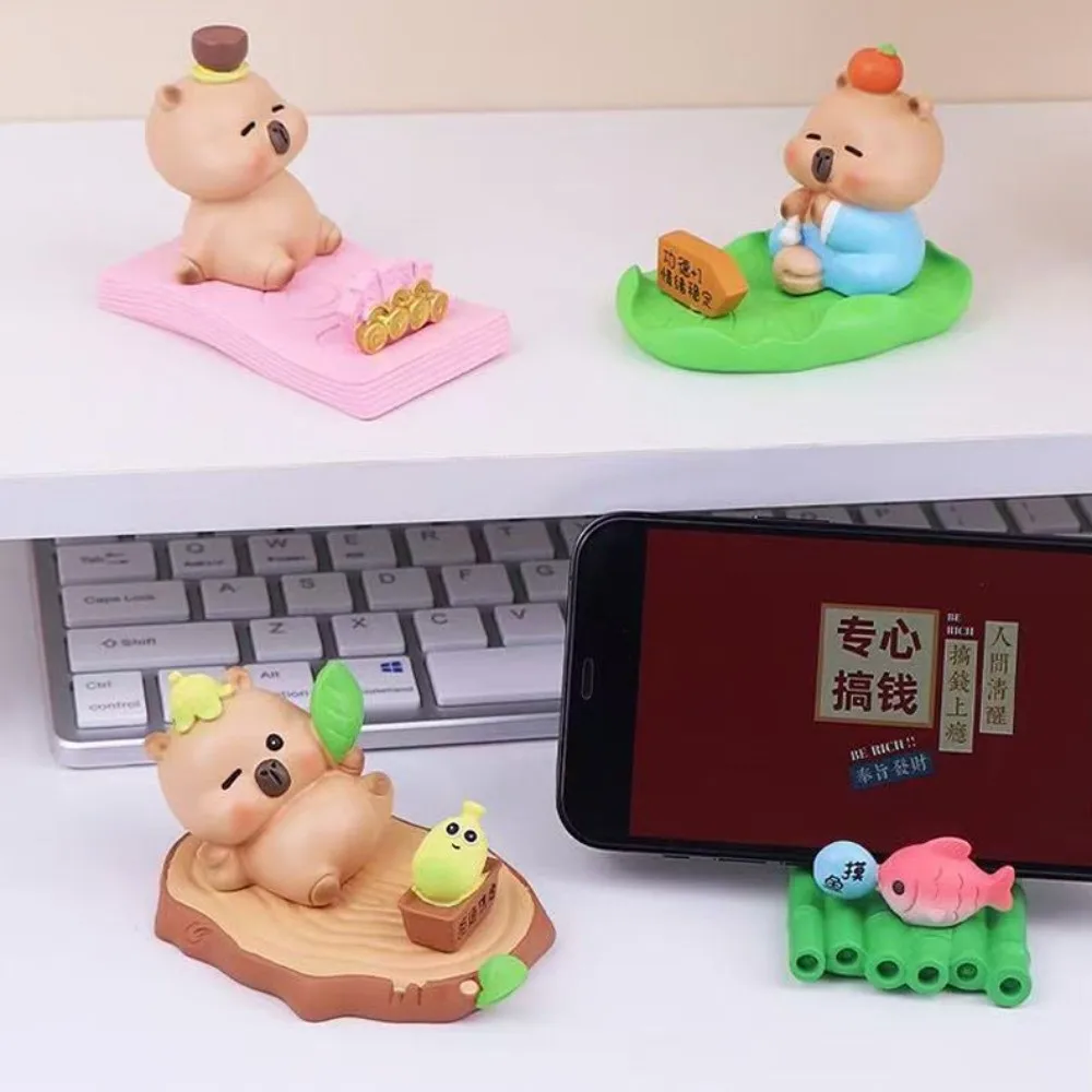 Figure Model Capybara Phone Holder Support Desk Decor Capybara Mobile Phone Stand Cartoon Animal Capybara Cell Phone Bracket
