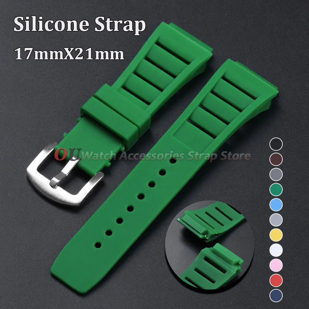 Weiches Silikon-Uhrenarmband, 17 mm x 21 mm, wasserdichtes Sportarmband für Richard Mille-Uhren, Tauch-Gummi-Uhrenzubehör für Herren und Damen