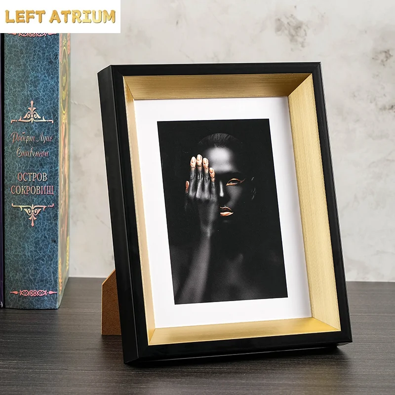 Retro Black Gold Photo Frame Display Platform 6-Inch, 8-Inch, 10 Inch Photo A4 Ornament Frame Wall Mounted High-End Art Frame