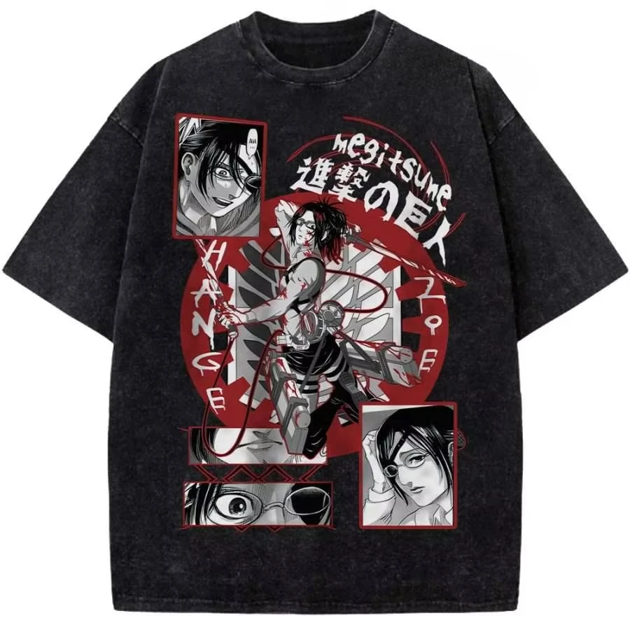 2026 Anime Hange Zoe Attack on Titan Bedrucktes T-Shirt für Herren und Damen, gewaschenes T-Shirt, hochwertiges Vintage-Baumwoll-T-Shirt, Oberteile