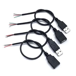 30cm Power Supply Cable 2 Pin USB 2.0 A Female Male 4 Pin Wire Jack Charger Charging Cord Extension Connector DIY 5V Line