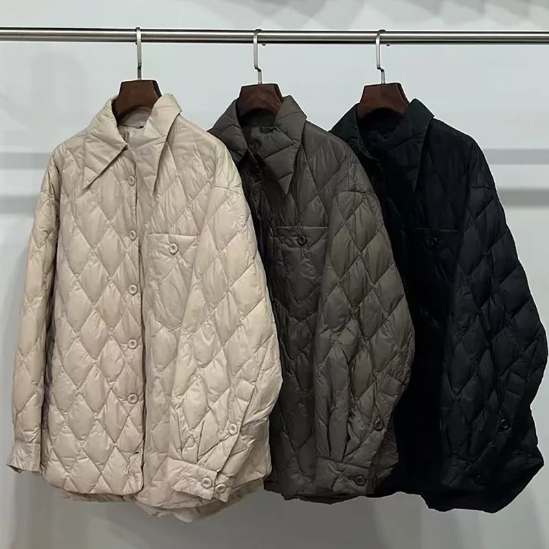 2025 Autumn/Winter Women's Down Jacket Commuting Casual Shirt 90 White Duck Down Jacket
