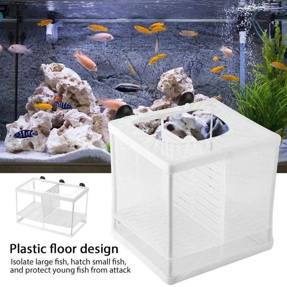 Fish Tank Breeder Net Mesh Fish Breeder Box Fish Hatchery  Box Separation Net Incubator Mesh Fish Breeding Box With Suction Cup