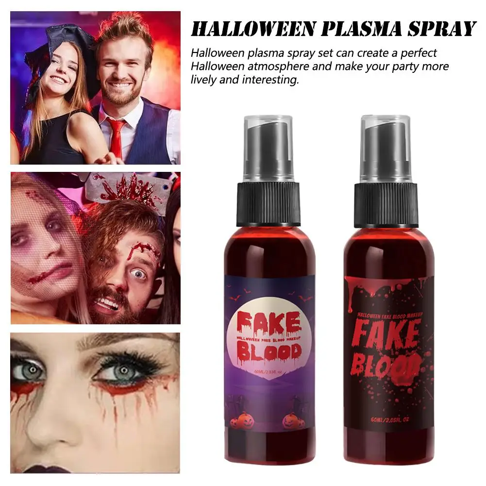 

60ML 2pcs Plasma Spray Liquid Halloween Plasma Spray Realistic Blood Horror Fake Blood Vampire-Blood For Halloween Cosplay D7C0