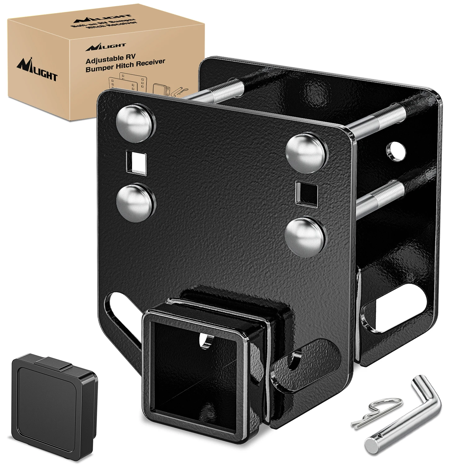 Nilight RV Bumper Hitch Receiver, Height Adjustable Trailer Hitch Adapter, 2