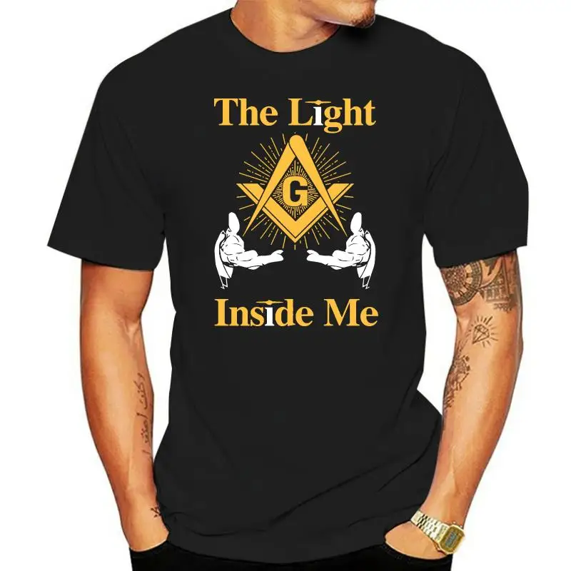 The Masonic Store Freemason the Light Inside Me Men's T Shirt New Fashion Cotton Comfortable Fitness Tees Loose Fit Black Tops