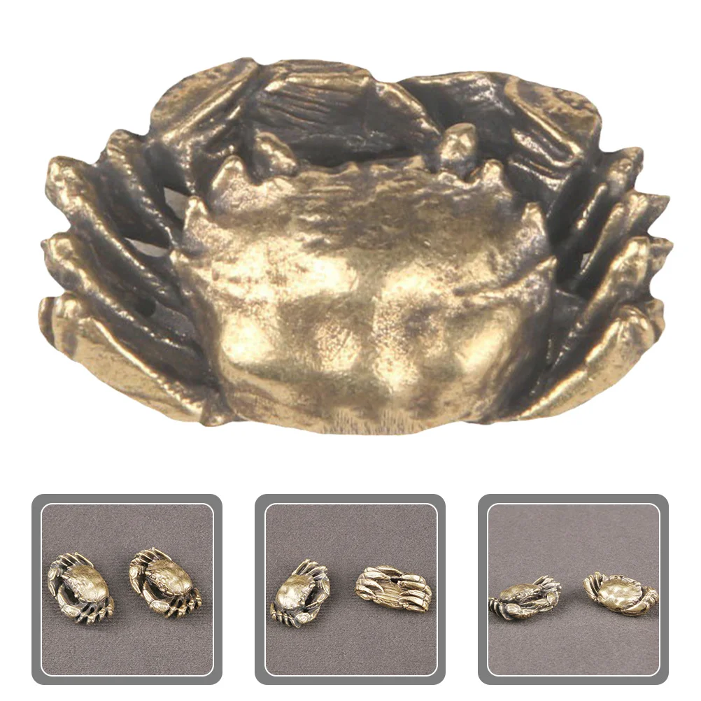 

Golden Brass Crab Decoration Retro Brass Small Crab Statue Desktop Ornament Living Room Shelf Table Decor Home Accessories