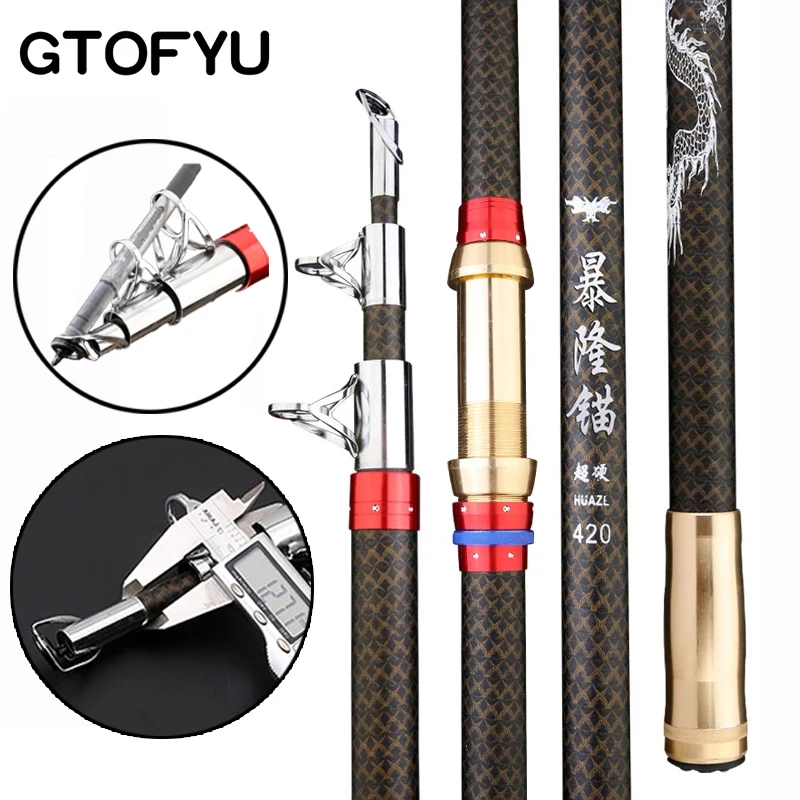 

Telescopic Surf Spinning Rod 2.1-4.5M Carbon Fishing Rod 20kg above Superhard Long Distance Throwing shot Rod Sea Boat Pole