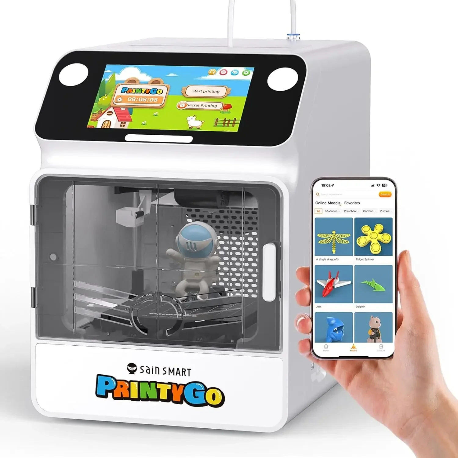PrintyGo 3D Printer for Kids, 600mm/s Auto Leveling Printer for Beginners with 5