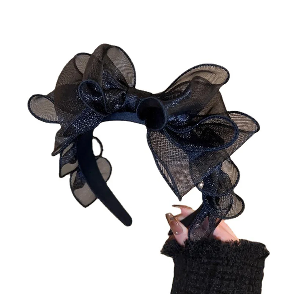 

Casual Fashion Accessory Approx. 50g Black Mesh Headband Comfortable Fit Headwear Headdress Trendy Bow Headband