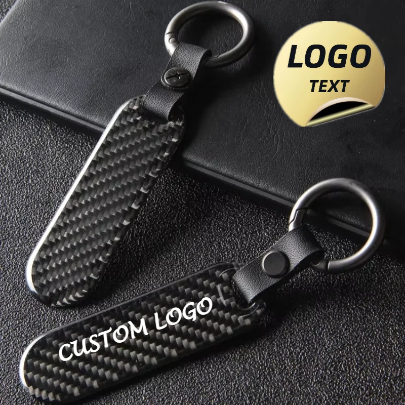 Personalize Key Chains Holder Leather Vintage Keyring Blank Custom Logo Carbon Fiber Car UV Print Keychain Hotel Company Gift