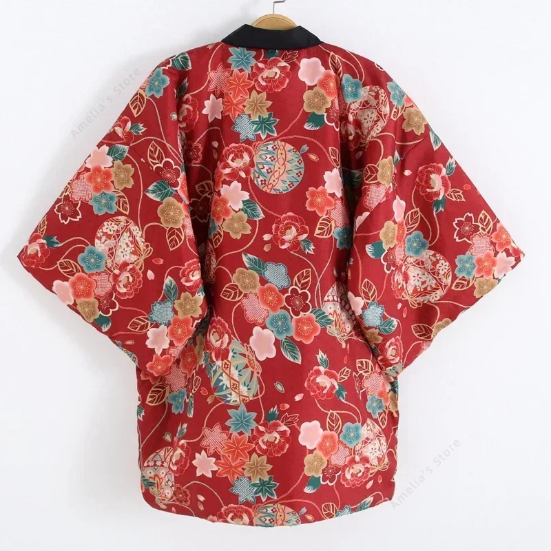 Куртка Hanten для женщин, свободная посадка, традиционная японская одежда, домашняя одежда, кимоно юката, женские фестивали, разные цвета