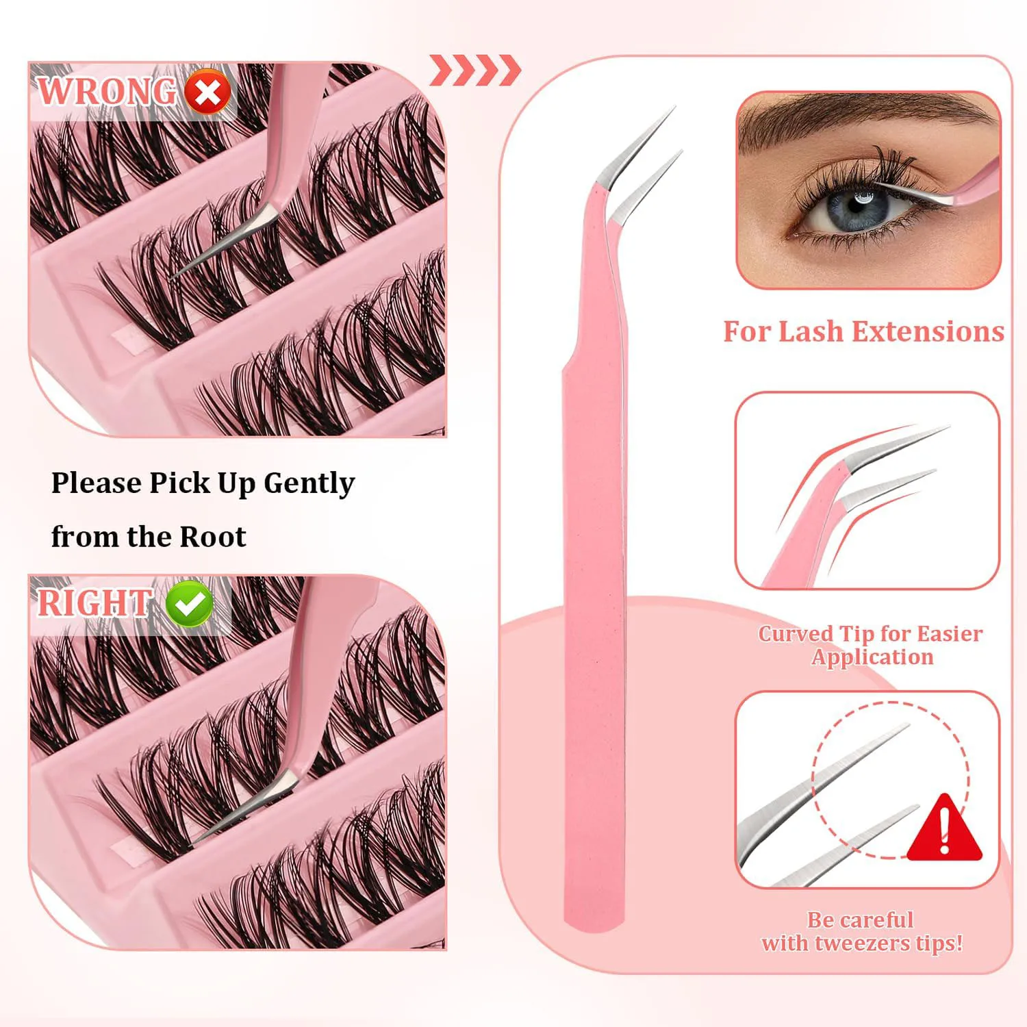 280pcs DIY Eyelash Extension Kit 30+40C/D Cluster Eyelashes + With Eyelash Bonding and Seal + Tweezers Set Fluffy Thick Exaggera