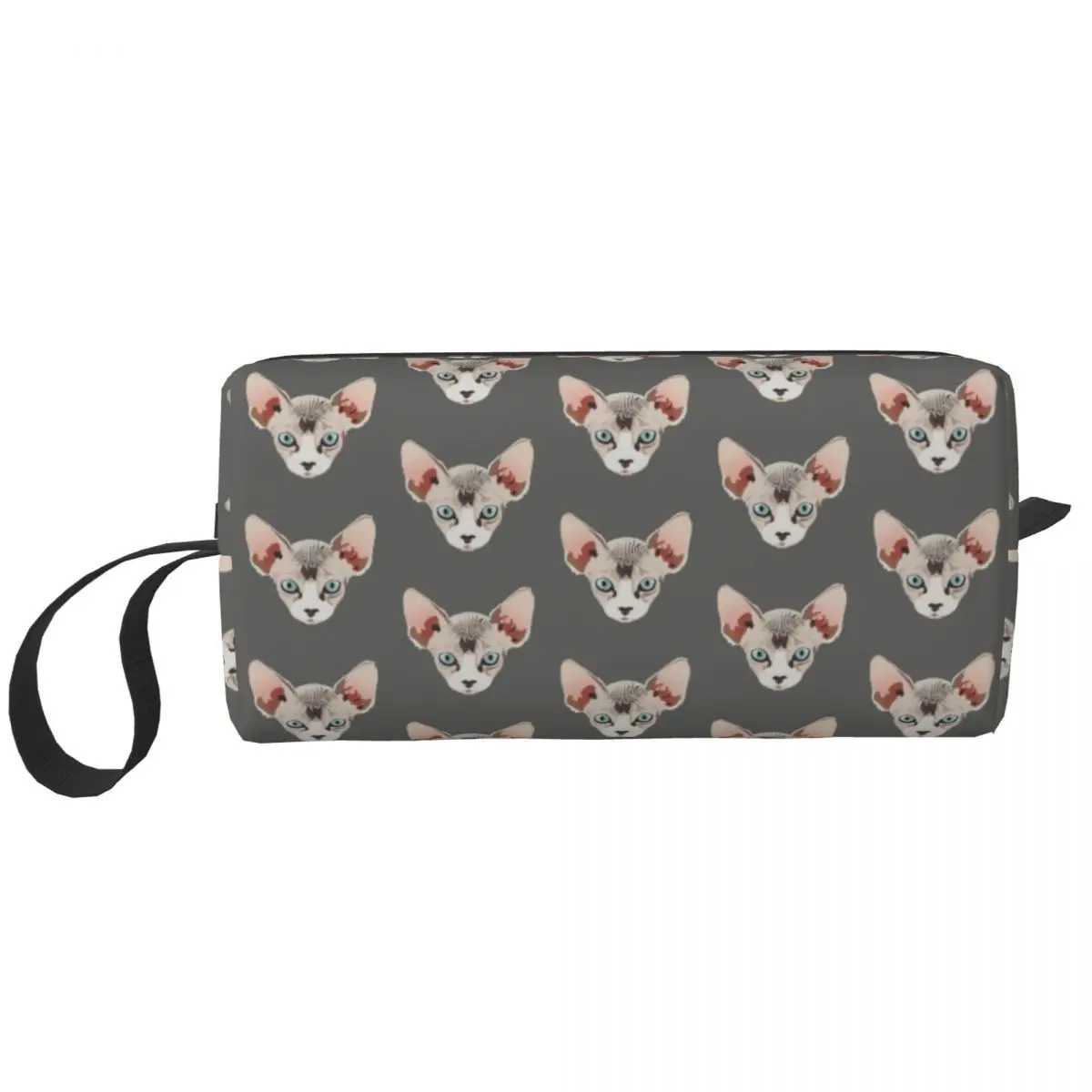 Trousse de maquillage chat Sphynx personnalisée pour femmes, trousse cosmétique de voyage, trousse de toilette de rangement pour chaton mignon, trousse Dopp