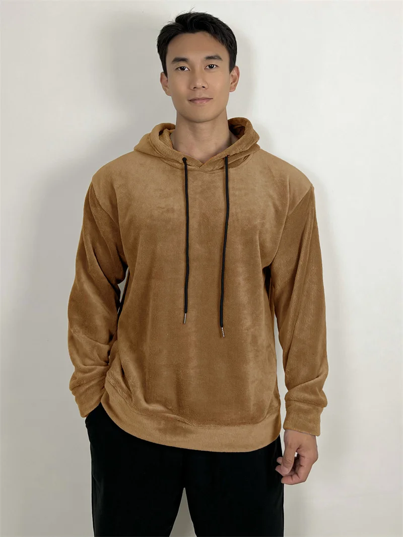 Pull à capuche en peluche pour hommes, pull musculaire, sports de loisirs, tendance de la rue, adt sites, automne, hiver, 2023