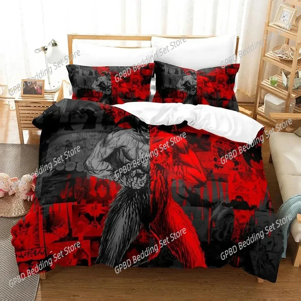 Juego de cama de Anime Devilman Crybaby, estampado 3D, adecuado para dormitorio, funda nórdica con fundas de almohada, textiles para el hogar para niños