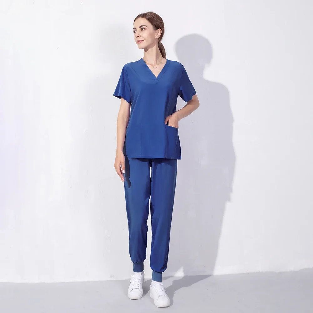 Summer Thin Unisex Scrubs Set for Man Women Quick Dry V-Neck Beauty Salon Nurse Scrubs Suit Lab Spa Pet Grooming Uniforms