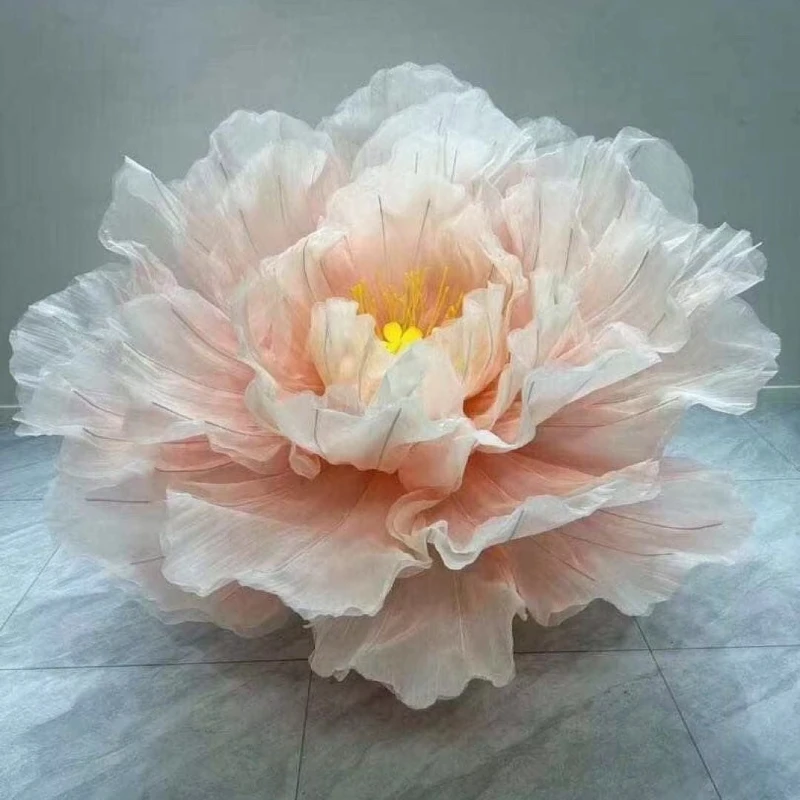 

Interior Decor Flower Shopping Mall Display Artificial Flowers White/pink Paper Organza Giant Flowers for Wedding Decoration