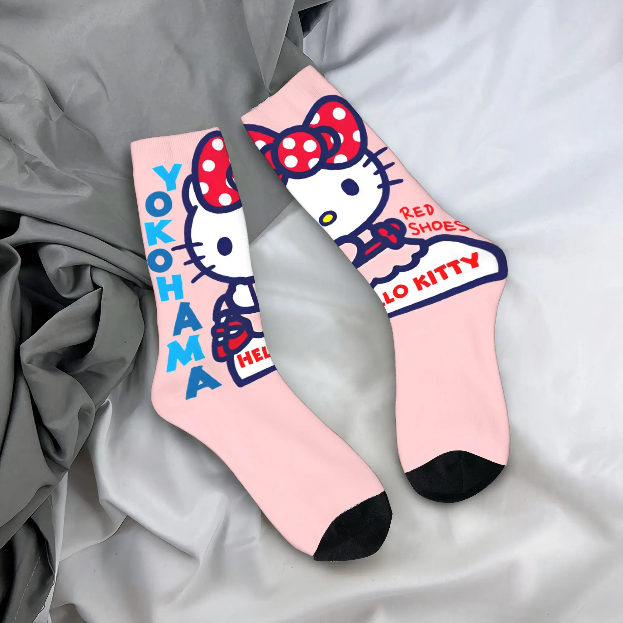 

Hello Kitty Bow Socks Autumn Stockings Gothic Men's Soft Breathable Socks Graphic Outdoor Anti Slip Socks