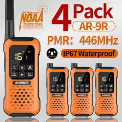 Recarregável Mini Walkie Talkie, 2-4 Pcs, AR-9R, PMR, IP67, Impermeável, Flutuante, NOAA, USB, Pesca, Caiaque, Presunto Rádio em Dois Sentidos