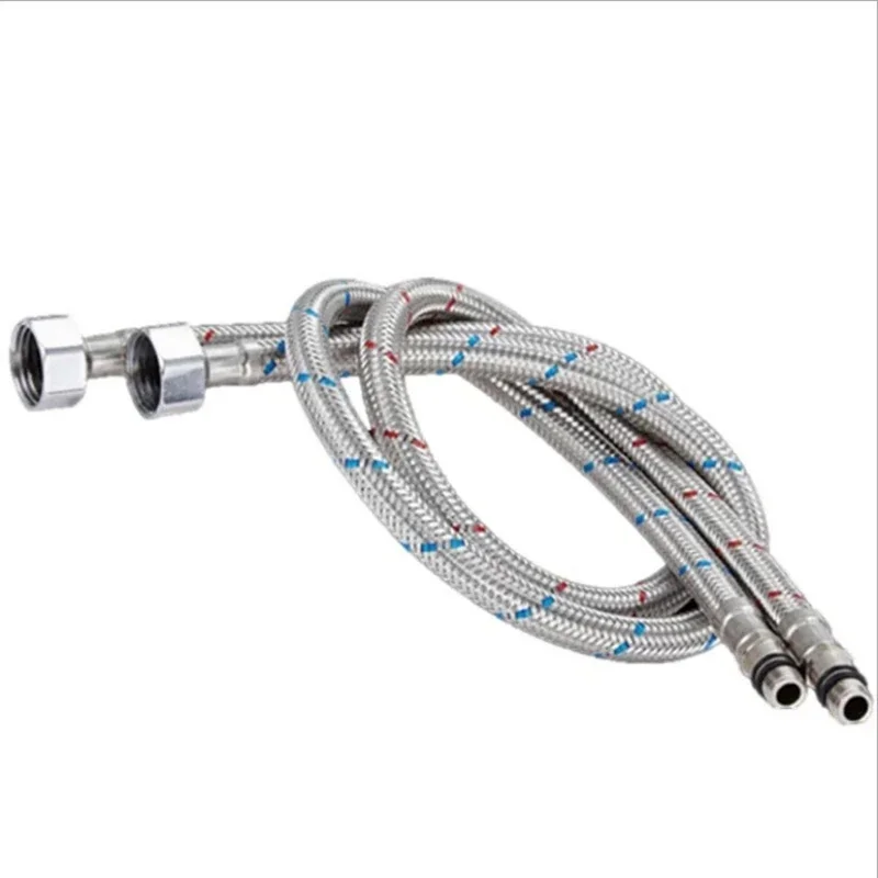 G1/2 G3/8 70cm 1 Pair Stainless Steel Flexible Plumbing Pipe Nylon Hot and Mixer pull out kitchen Faucet accessorie Hoses