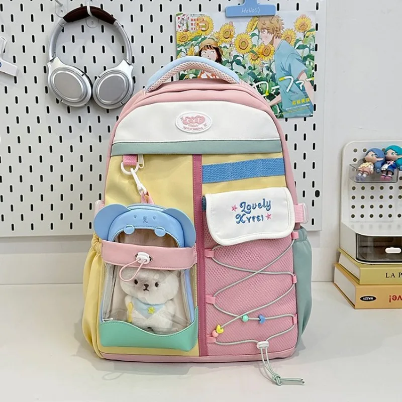 

HAEX Kawaii Patchwork Backpacks Women 2025 Fashion Rainbow Color Bag Female Large Capacity Commute Laptop Mochilas Para Mujer