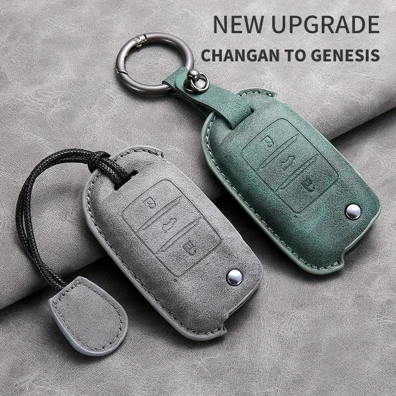 Car Flip Key Case Cover For Changan Alsvin V3 V5 V7 CX20 30 Zhixiang Eulove CS15 CS35 CS75 EV EStar EADO Raeton 3 Button Leather