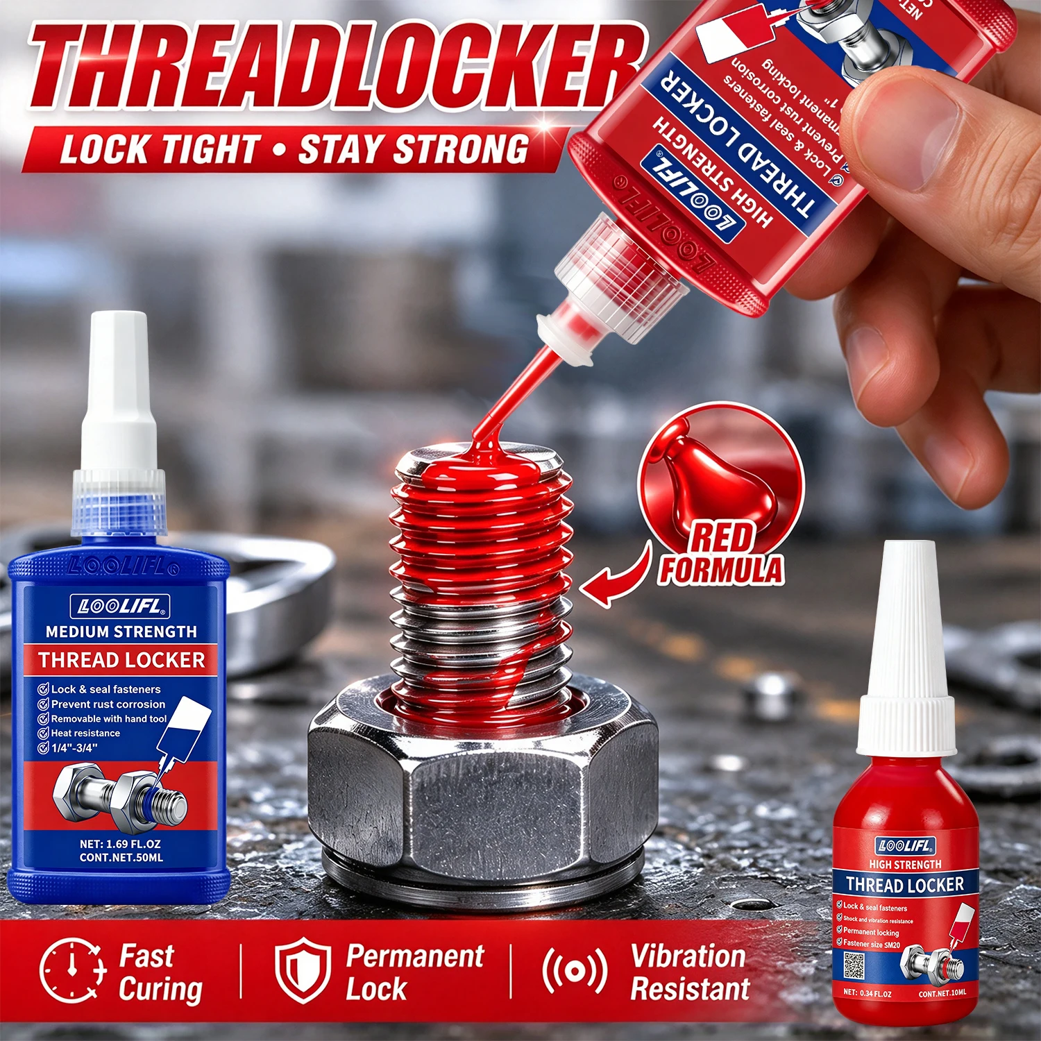 50ML LOOLIFL Multi-Function Threadlocker Anti-Loosening Screw Glue Agent Anaerobic Sealant For Metal Bolt Nut Thread Fasten 243