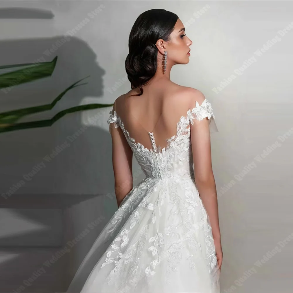 

Charming A-Line Women Wedding Dresses Bright Sweetheart Collar Bridal Gowns Princess Mopping Length Vestido De Novia Customized