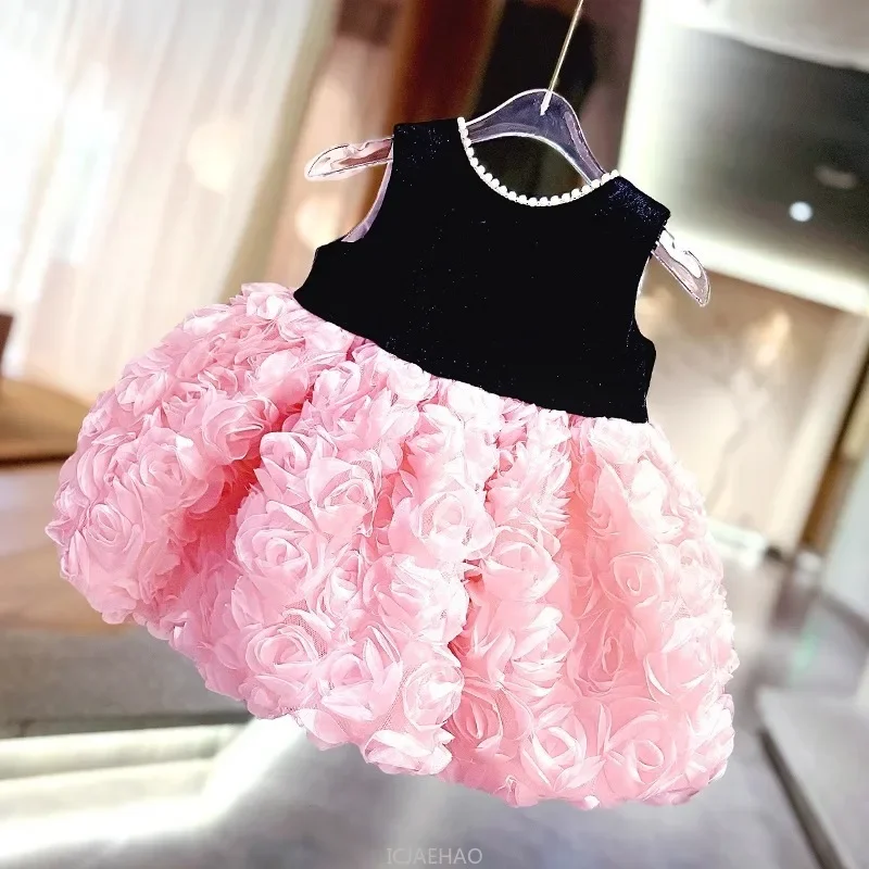 

Party Dress New Pink Girls Princess Sweet Toddler Summer Outfit Dresses Baby 1st Birthday Gown Photo Shoot Party Formal Wear