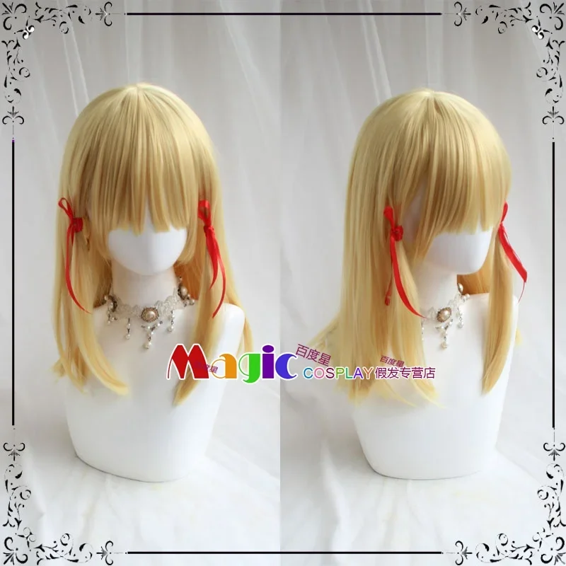 Touhou Project Moriya Suwako Cosplay Wig with Ribbon Heat Resistant Synthetic Hair Hallowen Party Wigs