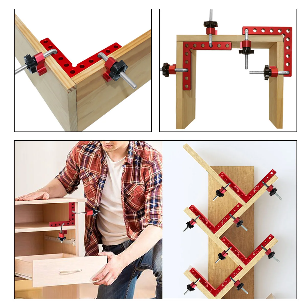 1/2 pacote quadrados de posicionamento de ângulo reto-120/140mm 90 graus braçadeira de canto tipo l-clipe de fixação de alumínio ferramenta quadrada de fixação