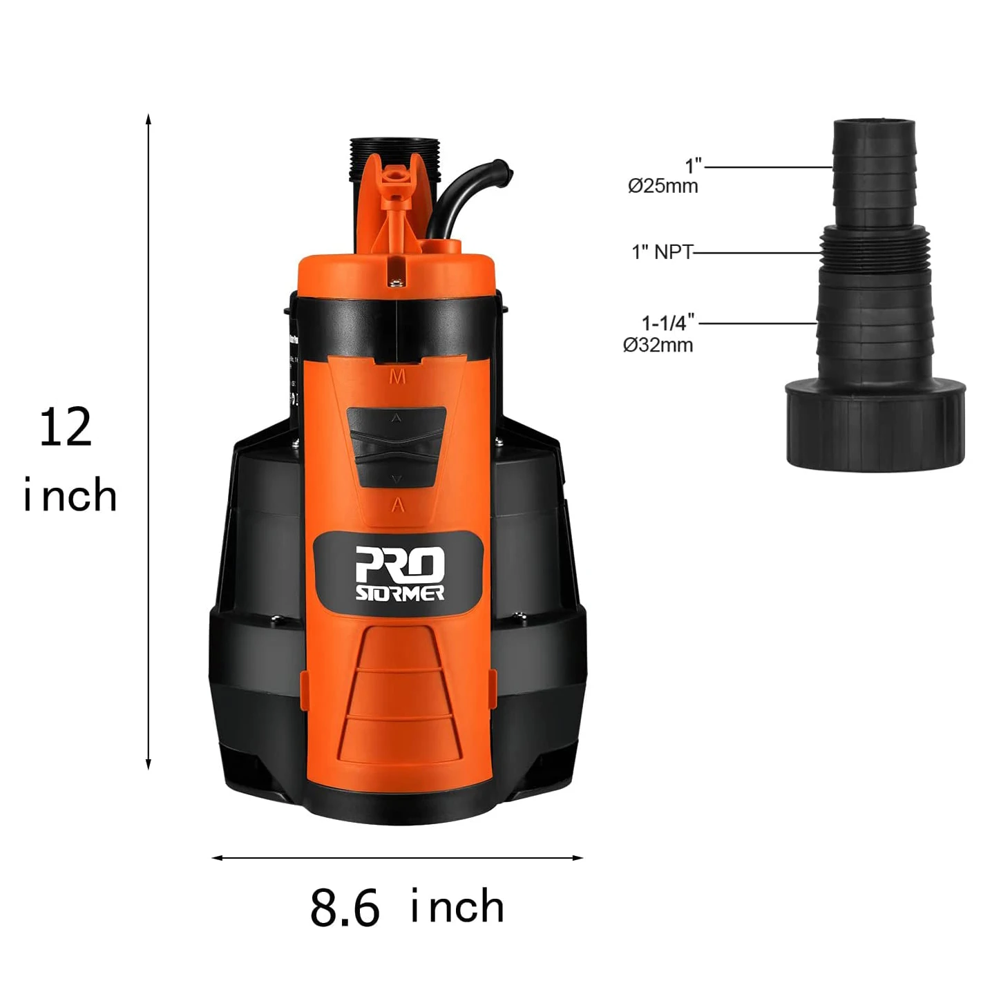 Sump Pump 2110GPH 1/2HP Submersible Clean/Dirty Water Pump with Build-in Float Switch for Pool Pond PROSTORMER