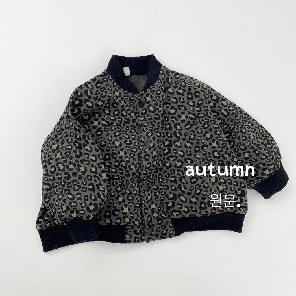 

2025 Autumn New Children Long Sleeve Coat Fashion Leopard Print Boys Zipper Jacket Baby Girls Casual Tops Cardigan Kids Clothes