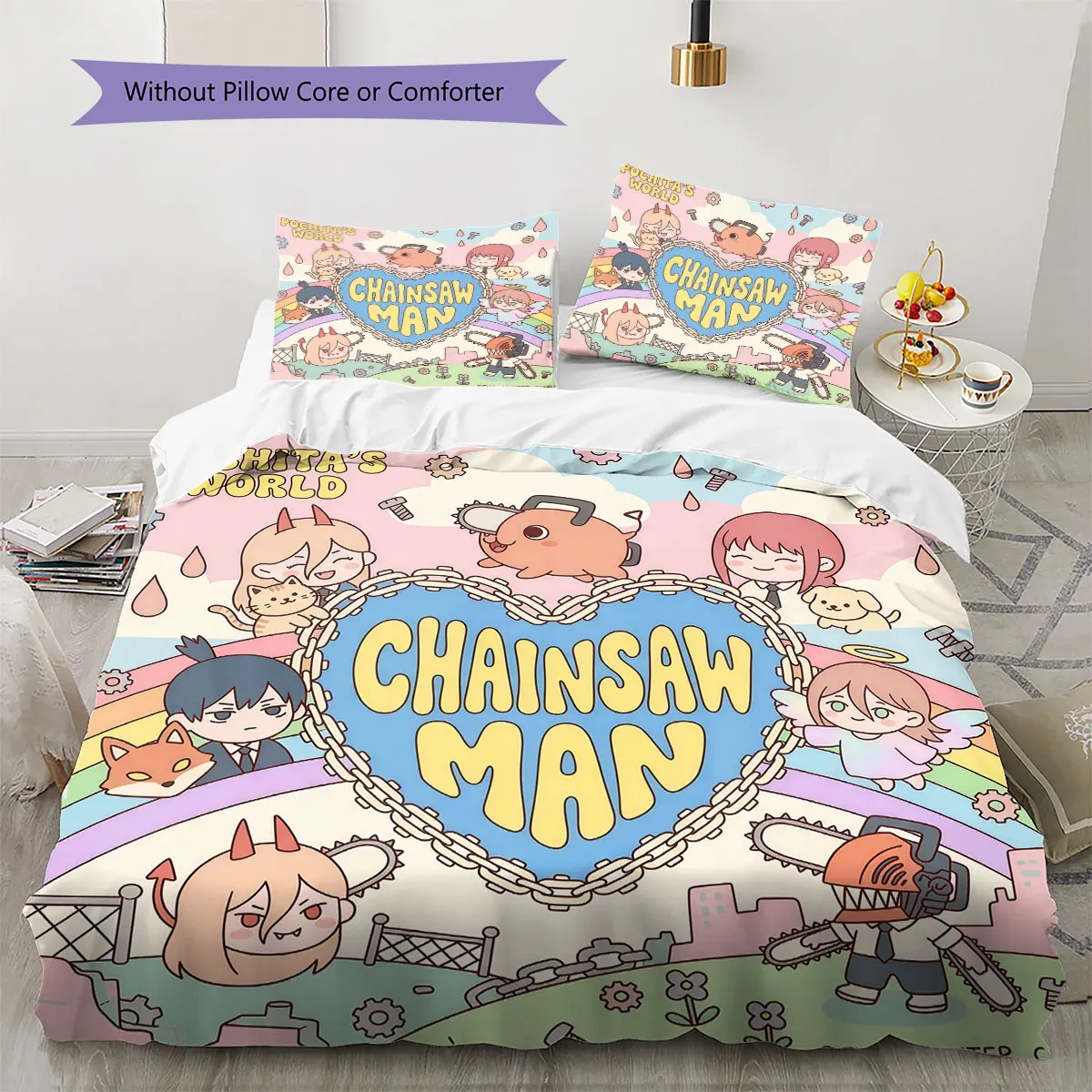 Chainsaw Man Soft Duvet Cover Children's Bedding Set,Extra Large Size Halloween Gifts Various Sizes Available -HE166