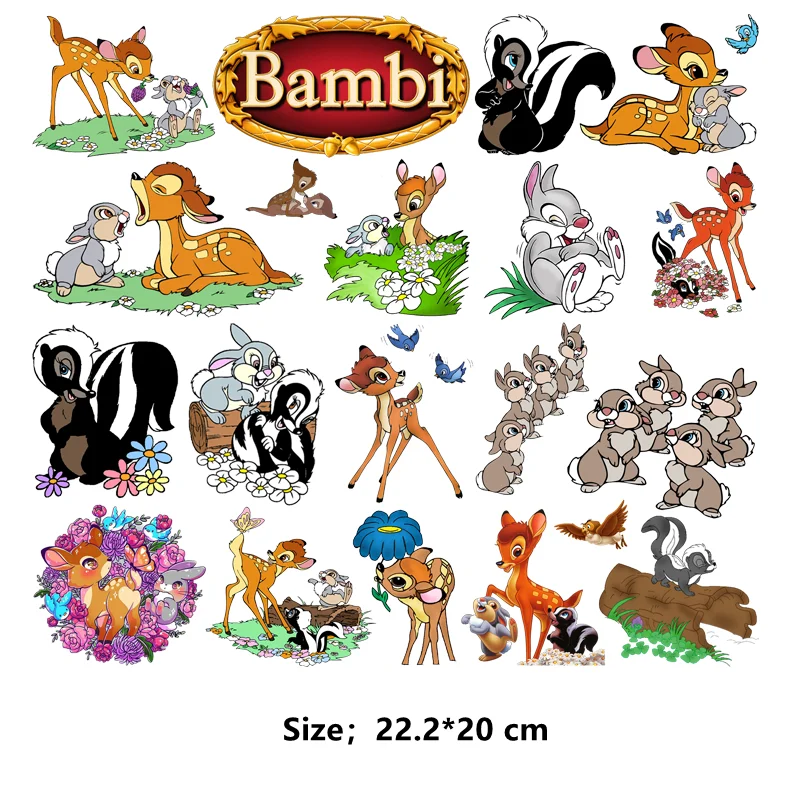 Disney Bambi Cartoon Iron-on transfers for clothing DIY children clothes patches t-shirt print